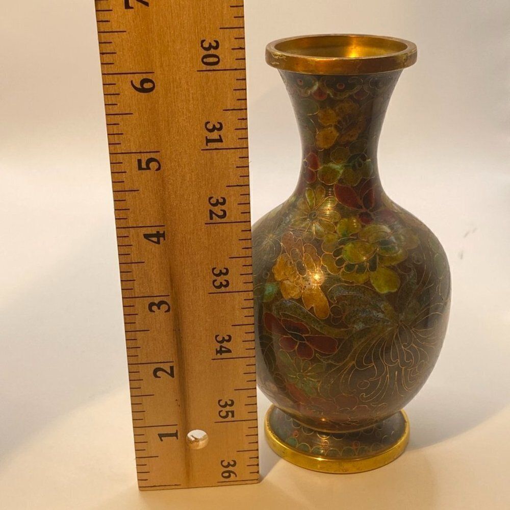 Antique Chinese Floral Cloisonne Enamel Vase - Picture 14 of 14